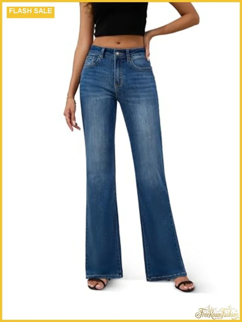High Rise Wide Leg Flare Bell Bottom Stretch Denim Jeans